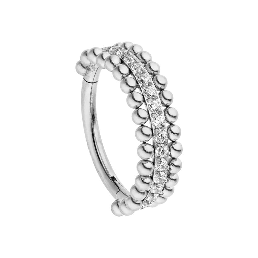 Titan Piercing Ring Silber Glitzer Steine Helix Conch
