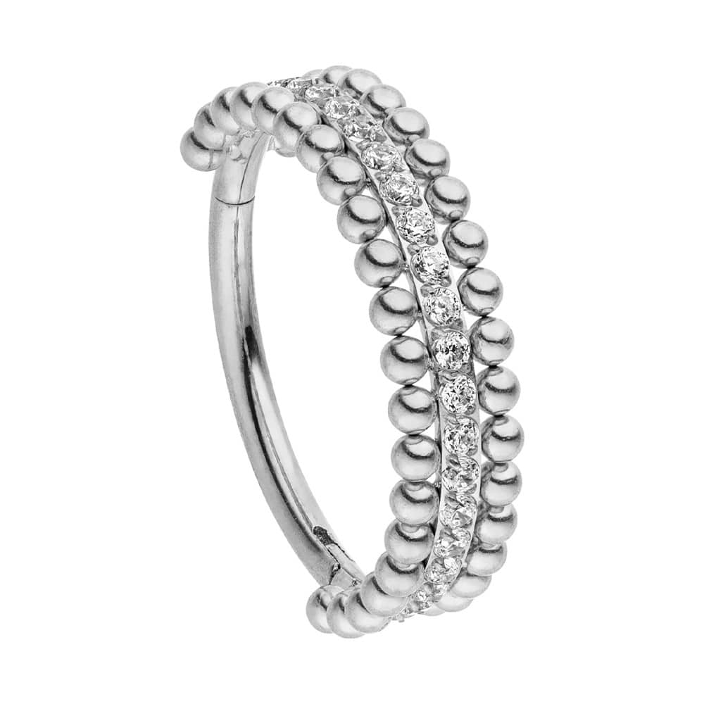 Wasserfestes Piercing Helix Conch Silber Steinchen Segmentring