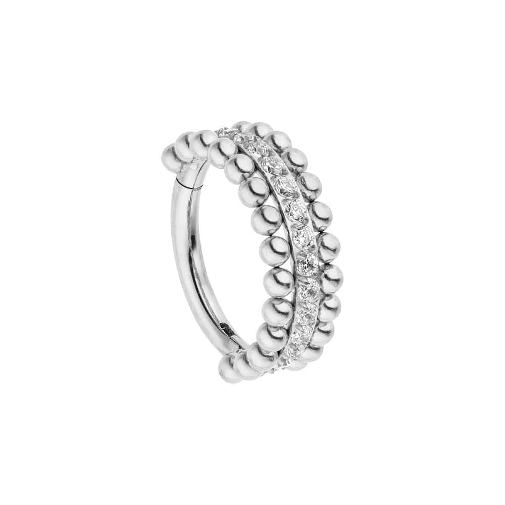 Helix Piercing Ring Titan Silber wasserfest Steinchen Conch