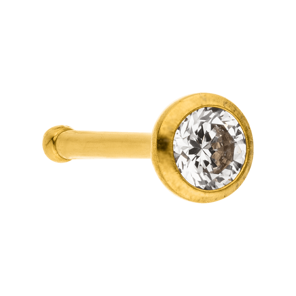 Nasenstecker Titan 18K vergoldet wasserfest Glitzer Stein
