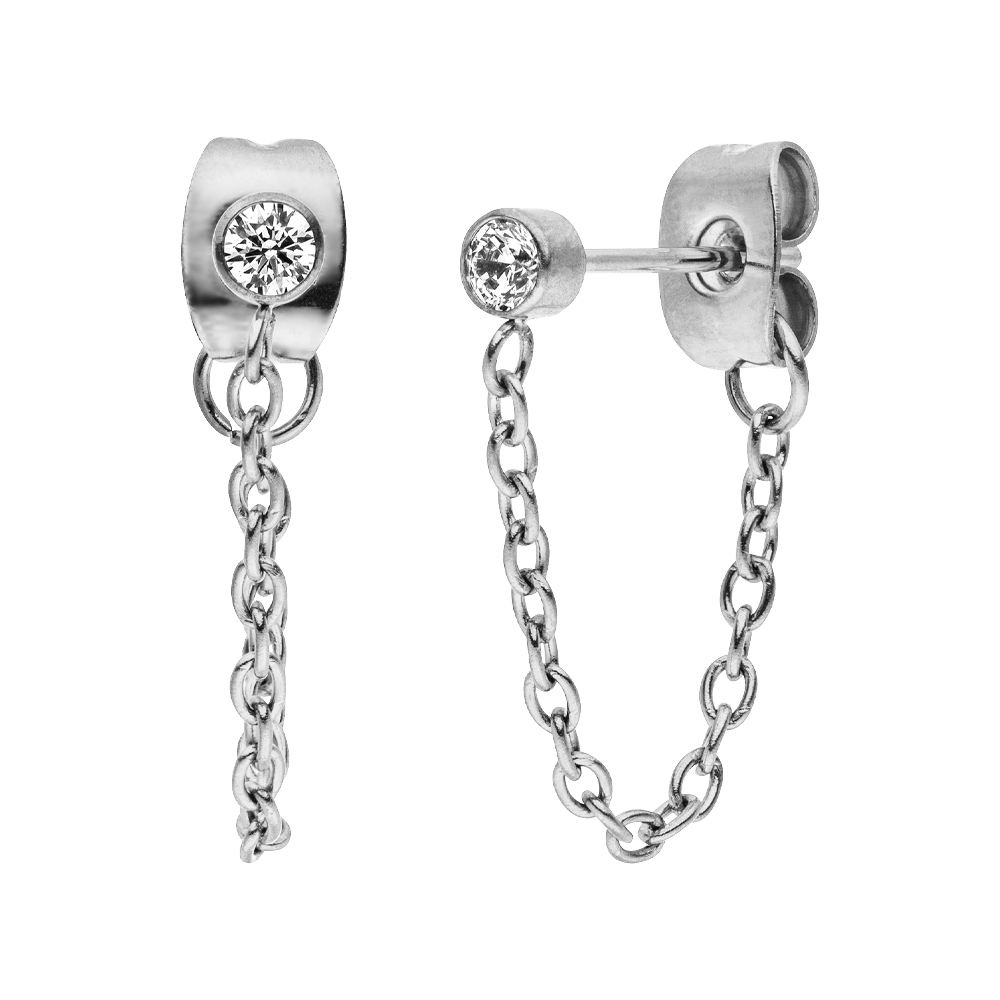 silberne Wasserfeste Ohrstecker mit Stein Chirurgenstahl 