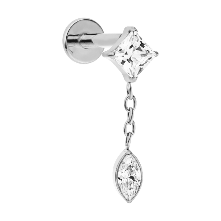 Silber Ohrpiercing mit Kette Helix Conch hängender Stein