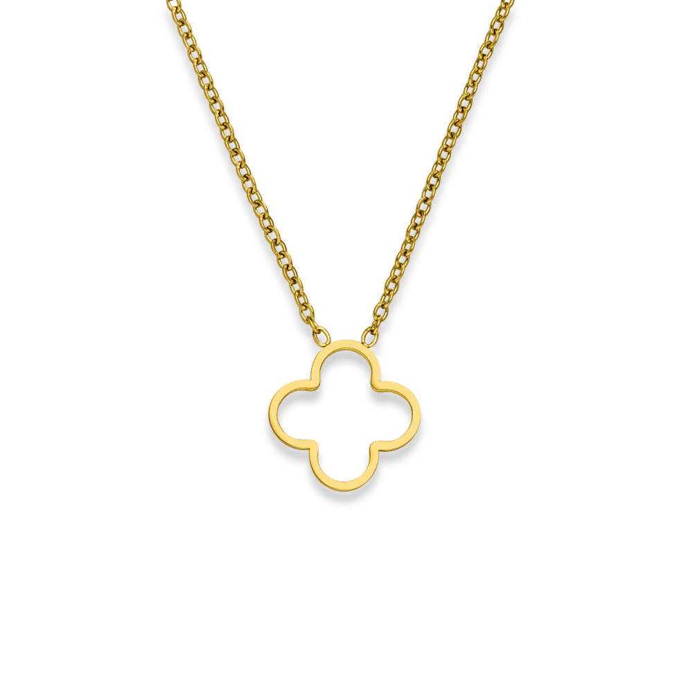 Kleeblatt Kette Umriss gold wasserfest