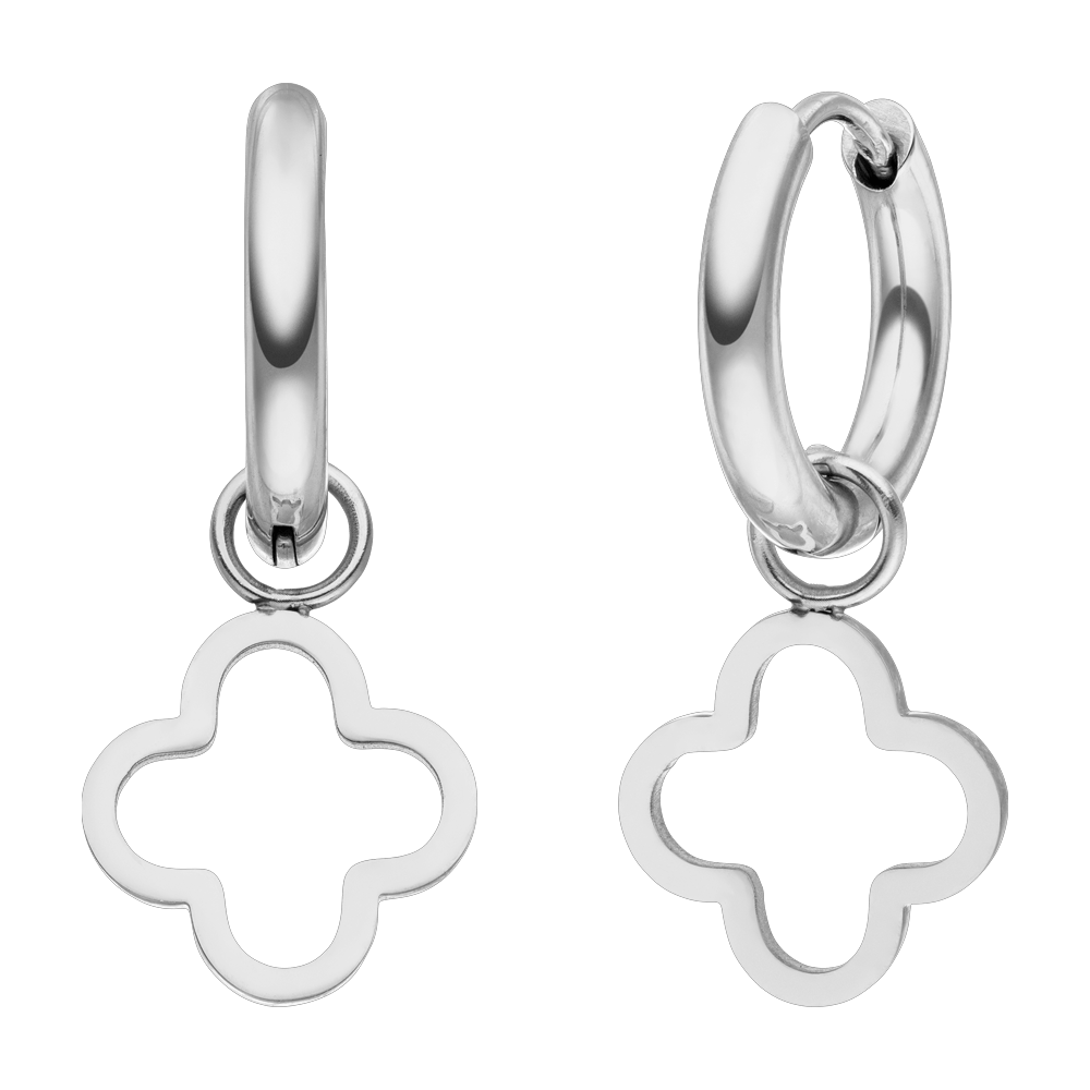 Ohrringe mit Kleeblatt Anhänger Clover Silber wasserfest Edelstahl