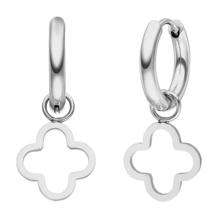 Ohrringe mit Kleeblatt Anhänger Clover Silber wasserfest Edelstahl