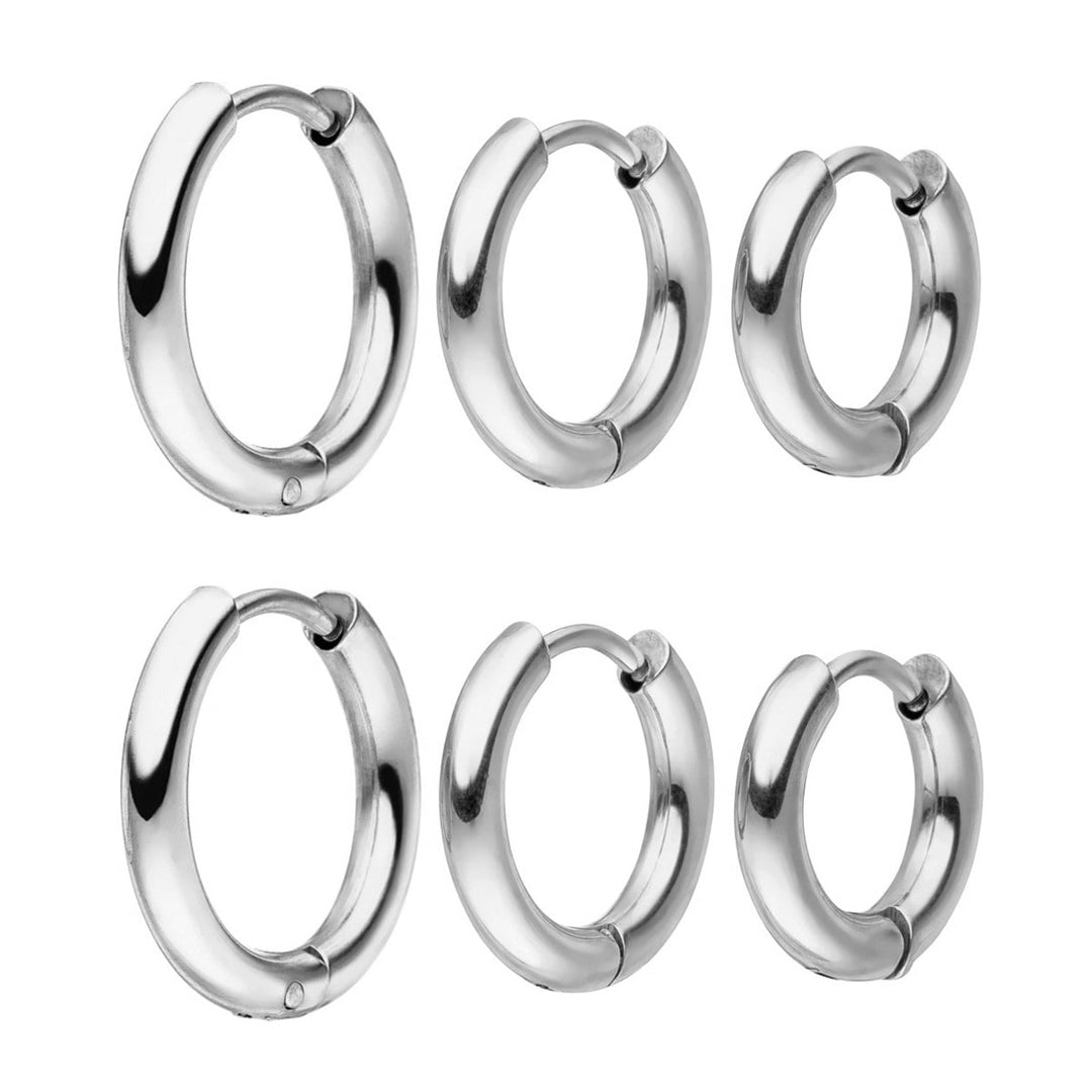 Dezente Ohrringe Set Silber Chirurgenstahl wasserfest 6er Hoops