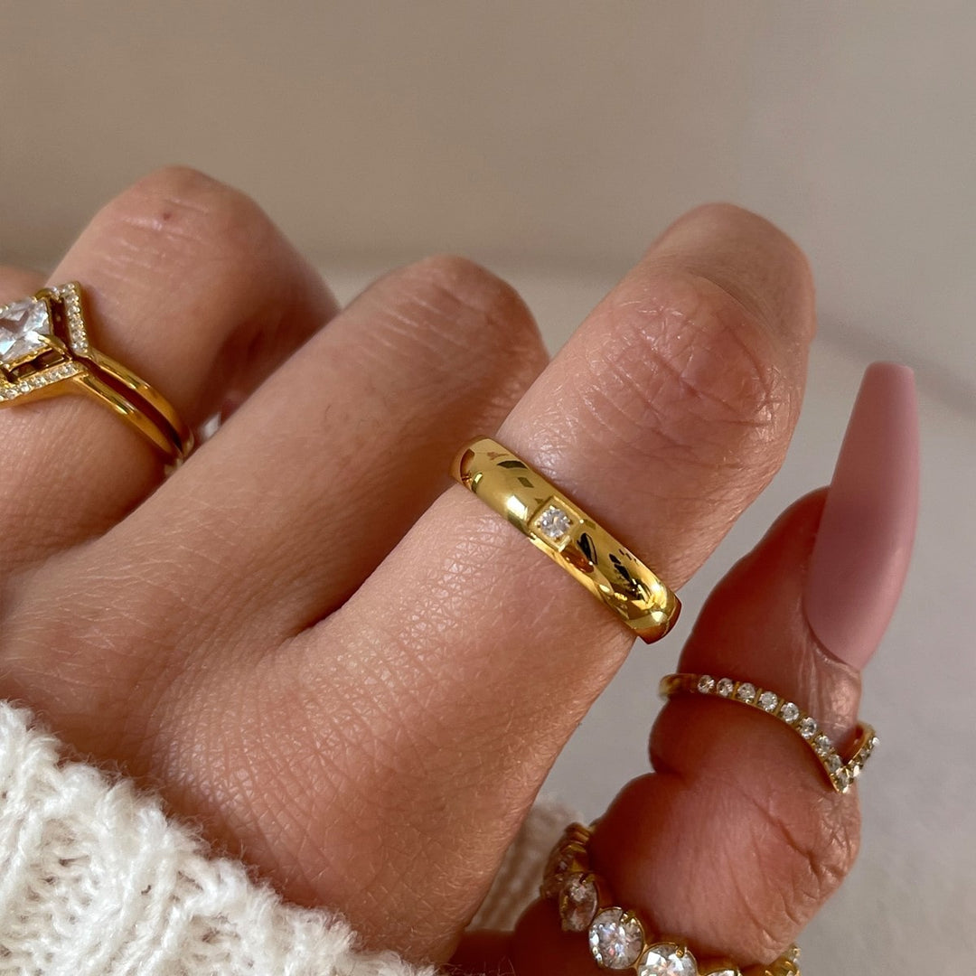 dezenter Ring vergoldet 18K Edelstahl wasserfest