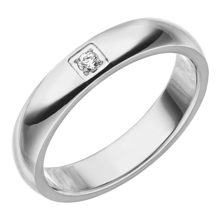 silberner Edelstahl Ring mit Zirkonia Stein
