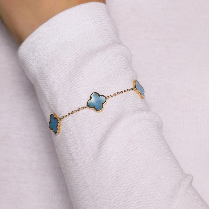 Kleeblatt Armband 18K vergoldet Edelstahl wasserfest Clover