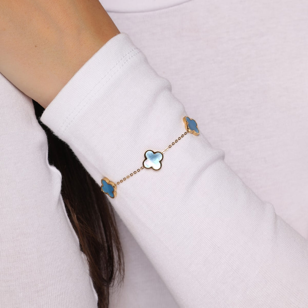 Kleeblatt Armband wasserfest Edelstahl 18K vergoldet Clover