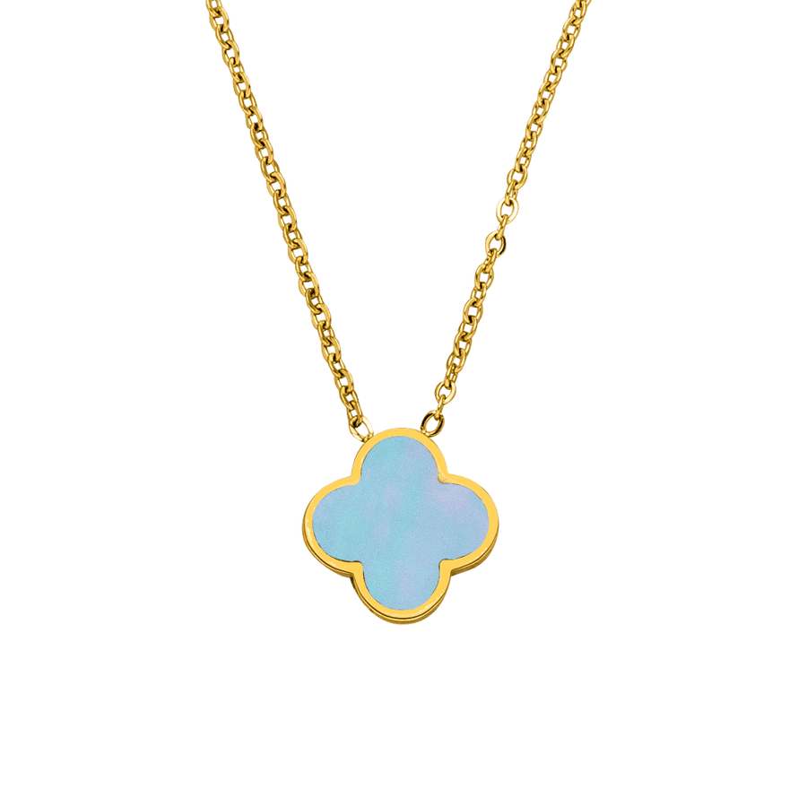 Clover Kette Blau Perlmutt 18K vergoldet wasserfest