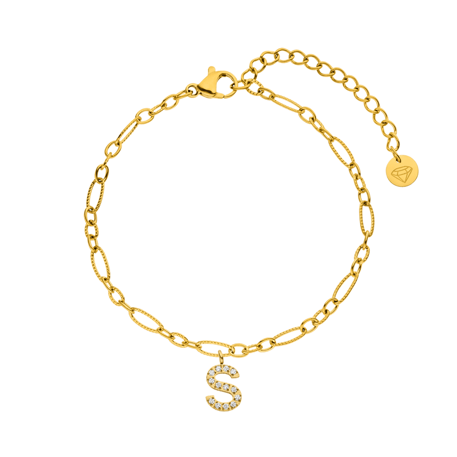 Armband mit Buchstabe vergoldet wasserfest personalisiert