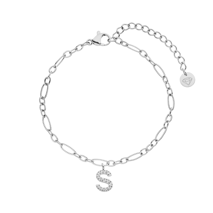 Personalisiertes Armband mit Buchstabe Silber Edelstahl wasserfest
