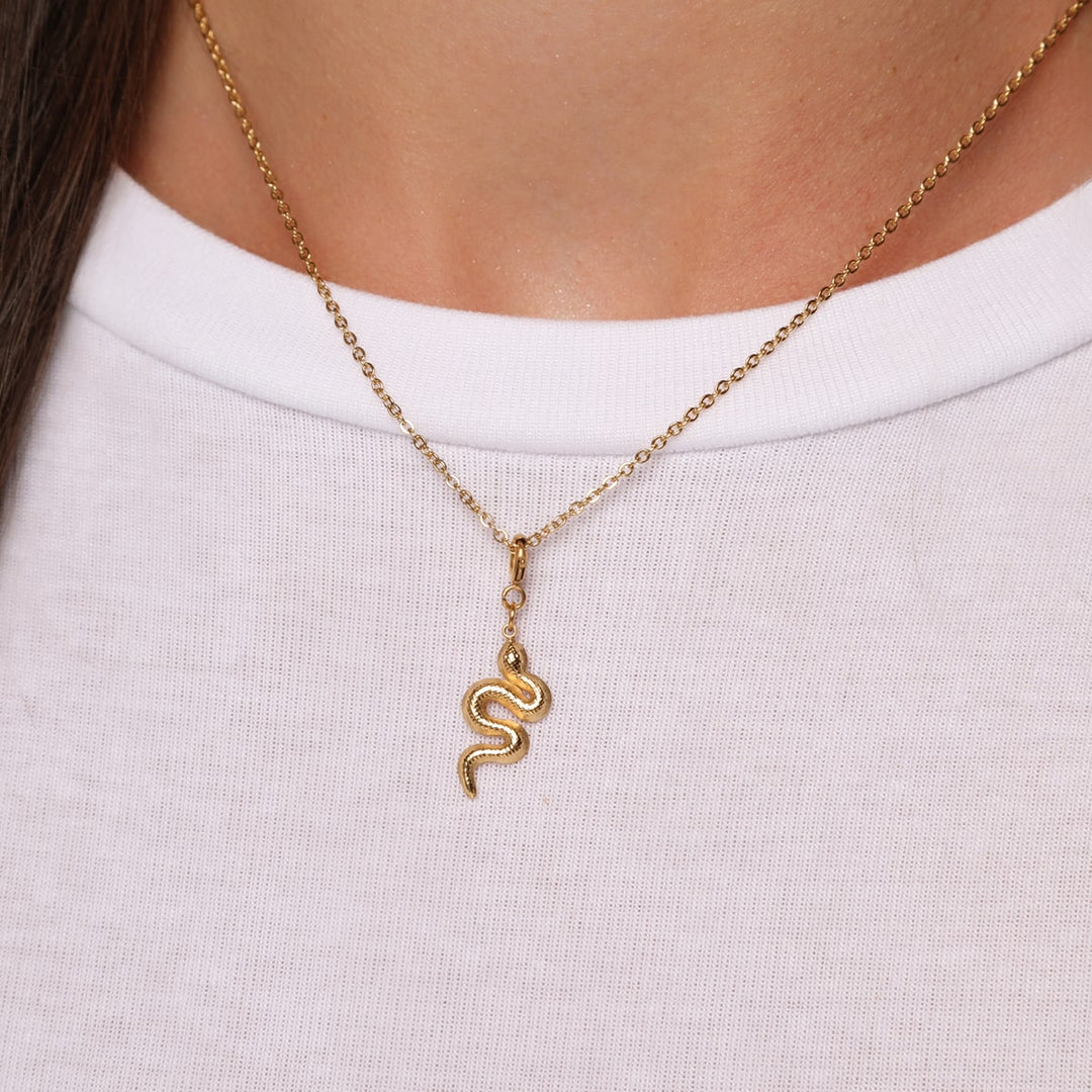 Kette Anhänger Schlange wasserfest Charm Edelstahl