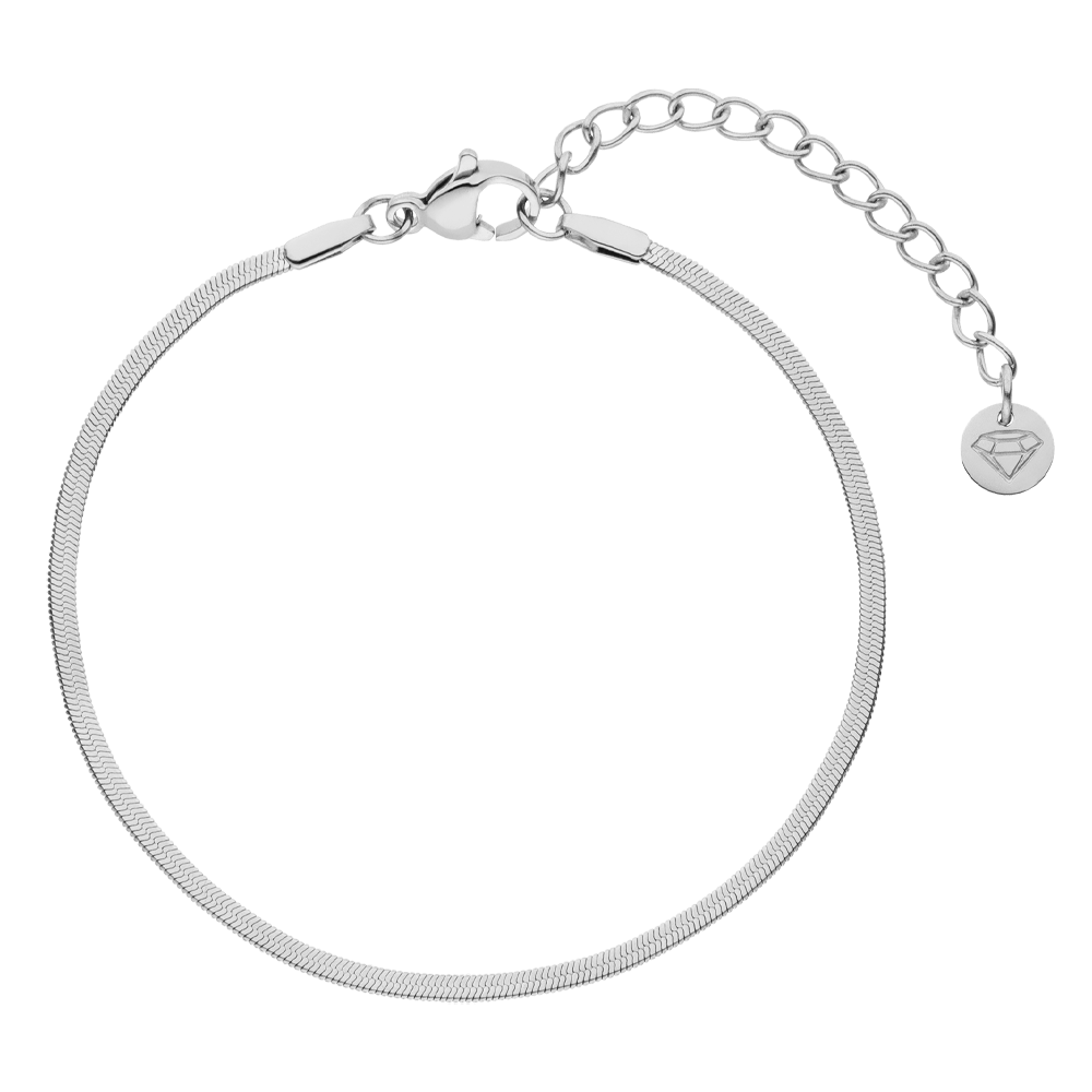 Schlangenhaut Armband flach Silber 2mm Edelstahl