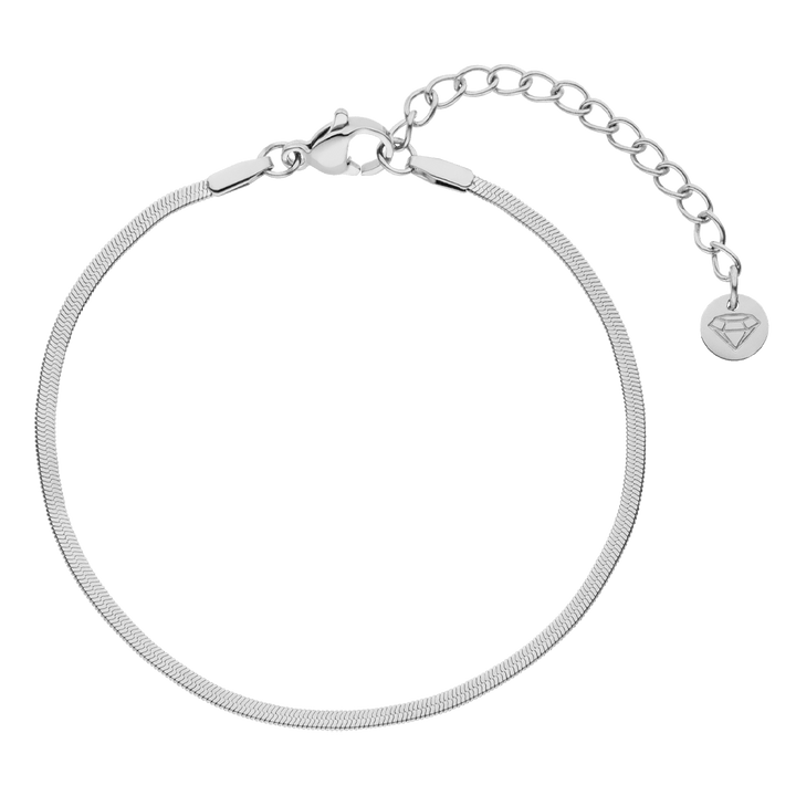 Schlangenhaut Armband flach Silber 2mm Edelstahl