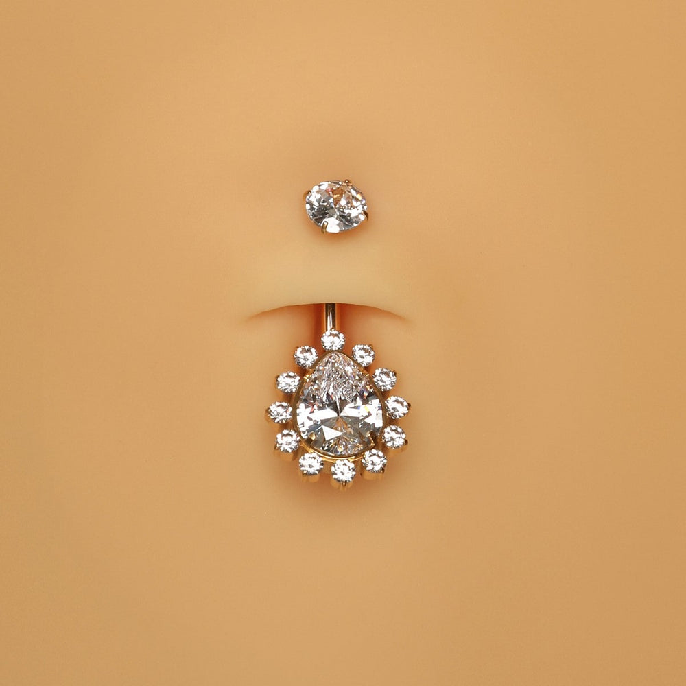 Bauchnabelpiercing mit Steinen Titan Gold wasserfest
