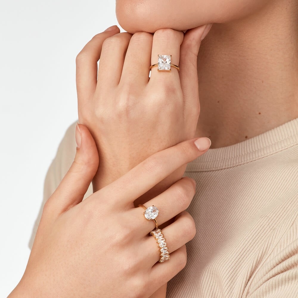 Glitzer Ringe Damen wasserfest Edelstahl vergoldet