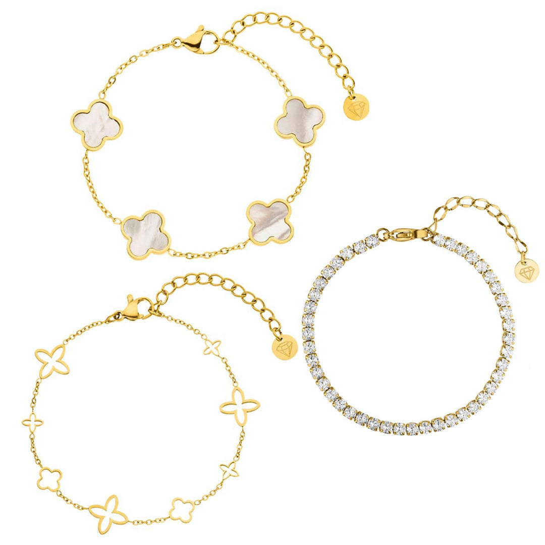 Armbänder Set 3er Schmuck 18K vergoldet wasserfest Bundle