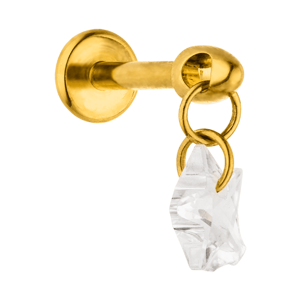 Helix Piercing Titan 18K vergoldet wasserfest Zirkonia Stein