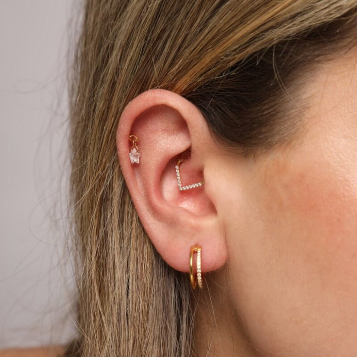 Helix Piercing Titan wasserfest Stern Anhänger 18K vergoldet