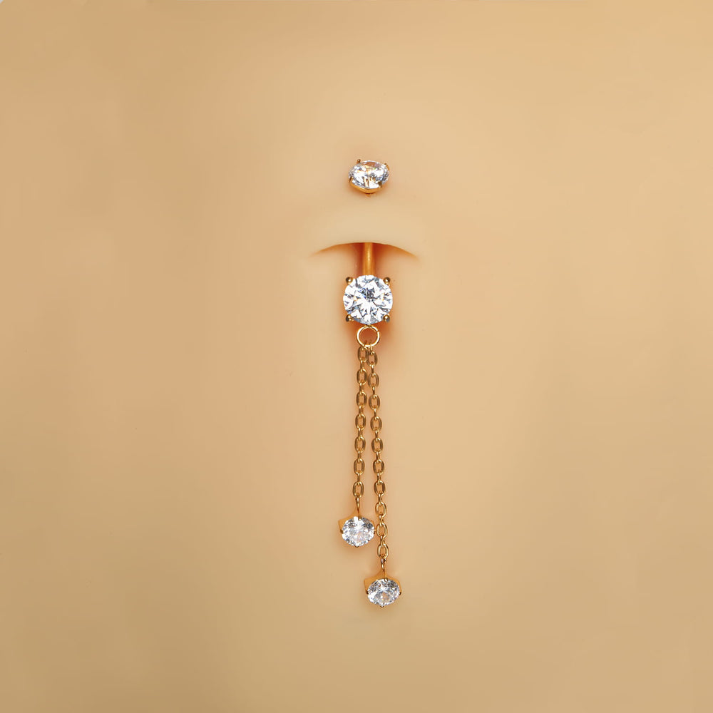 Bauchnabelpiercing mit Anhänger Titan 18K vergoldet wasserfest