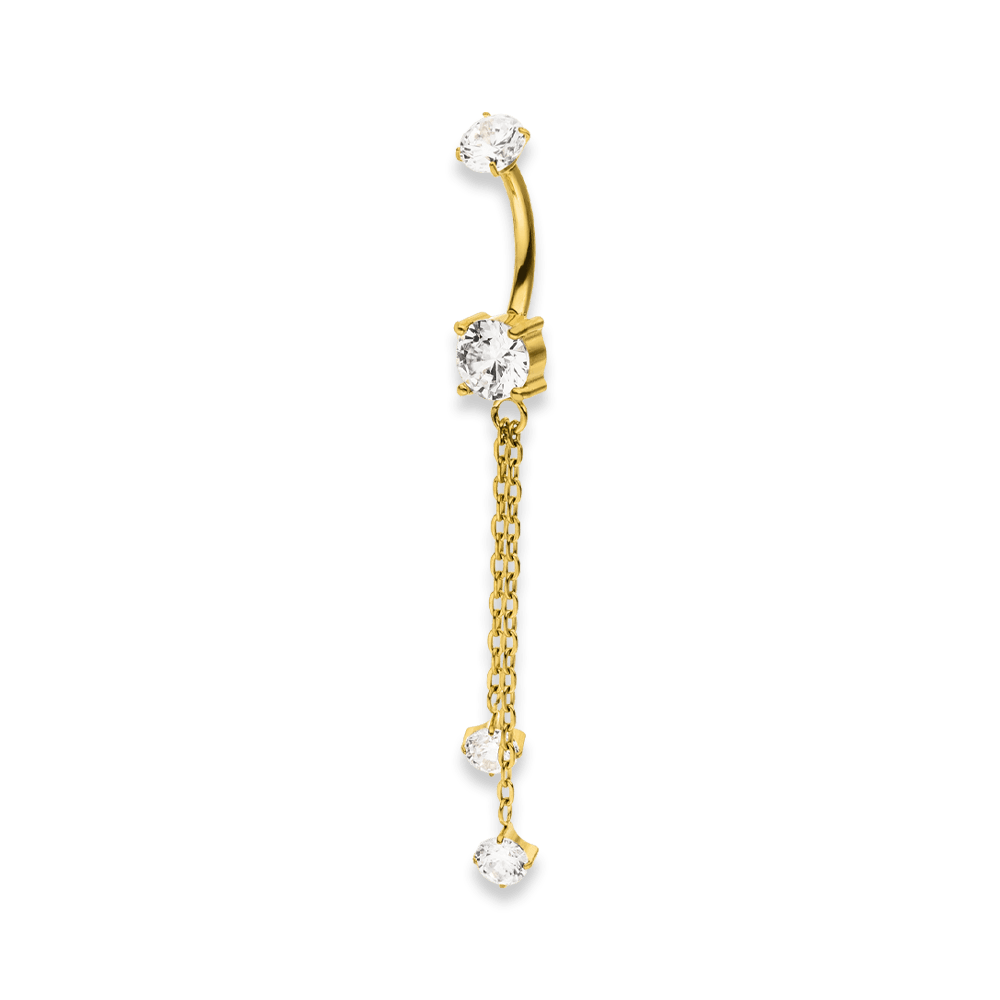 Bauchnabelpiercing mit Anhänger lang Titan gold
