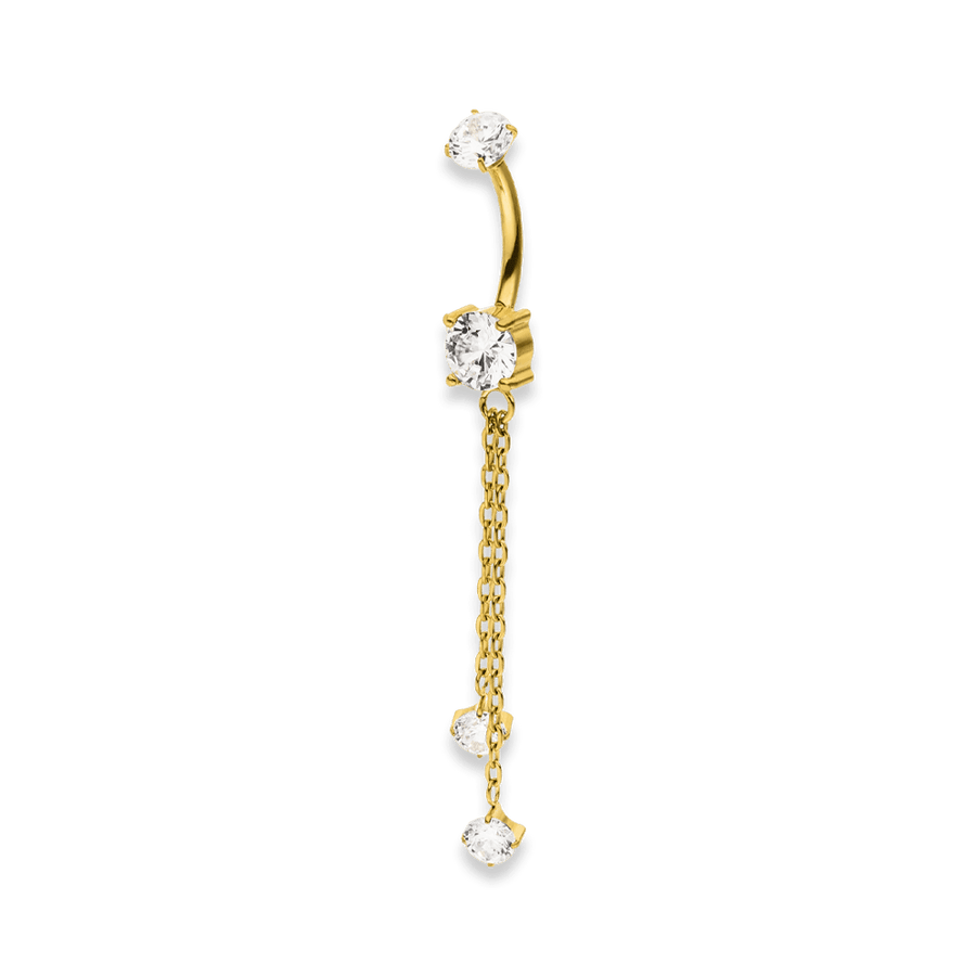 Bauchnabelpiercing mit Anhänger lang Titan gold
