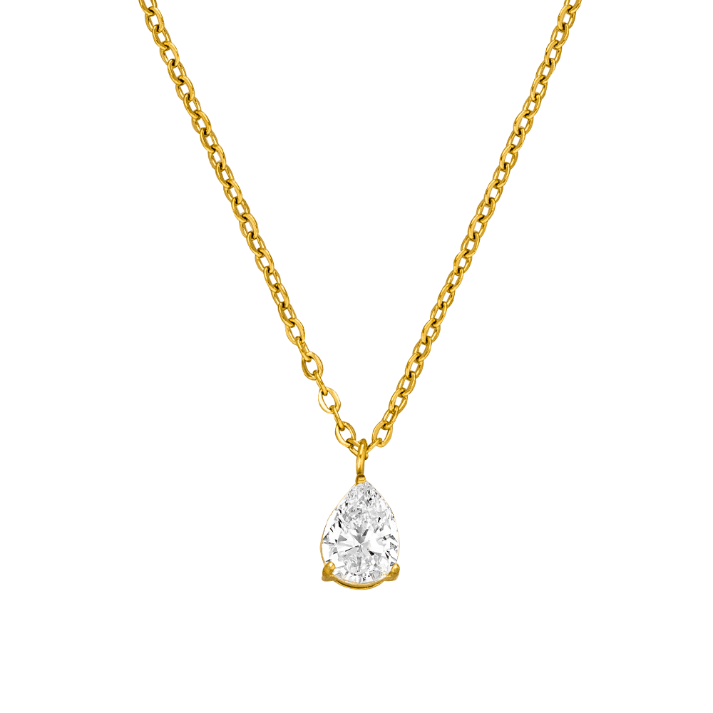 Tear Drop Kette gold Damen wasserfest 18K vergoldet