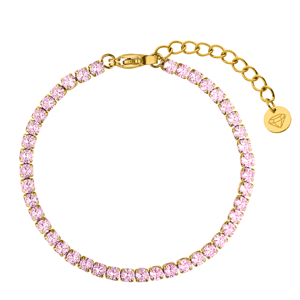 Tennis Armband Rosa Steinchen wasserfest 18K vergoldet