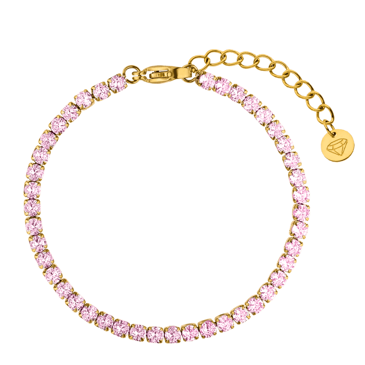Tennis Armband Rosa Steinchen wasserfest 18K vergoldet