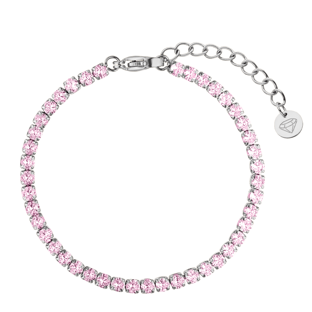 Tennis Armband Rosa Steine Silber Edelstahl wasserfest