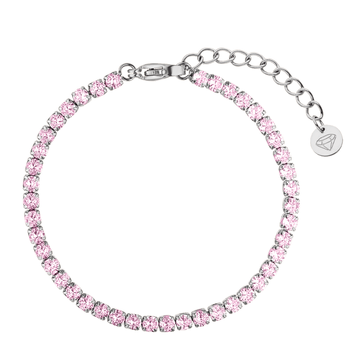 Tennis Armband Rosa Steine Silber Edelstahl wasserfest