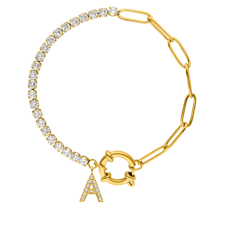 Tennis Armband mit Buchstabe wasserfest gold personalisiert