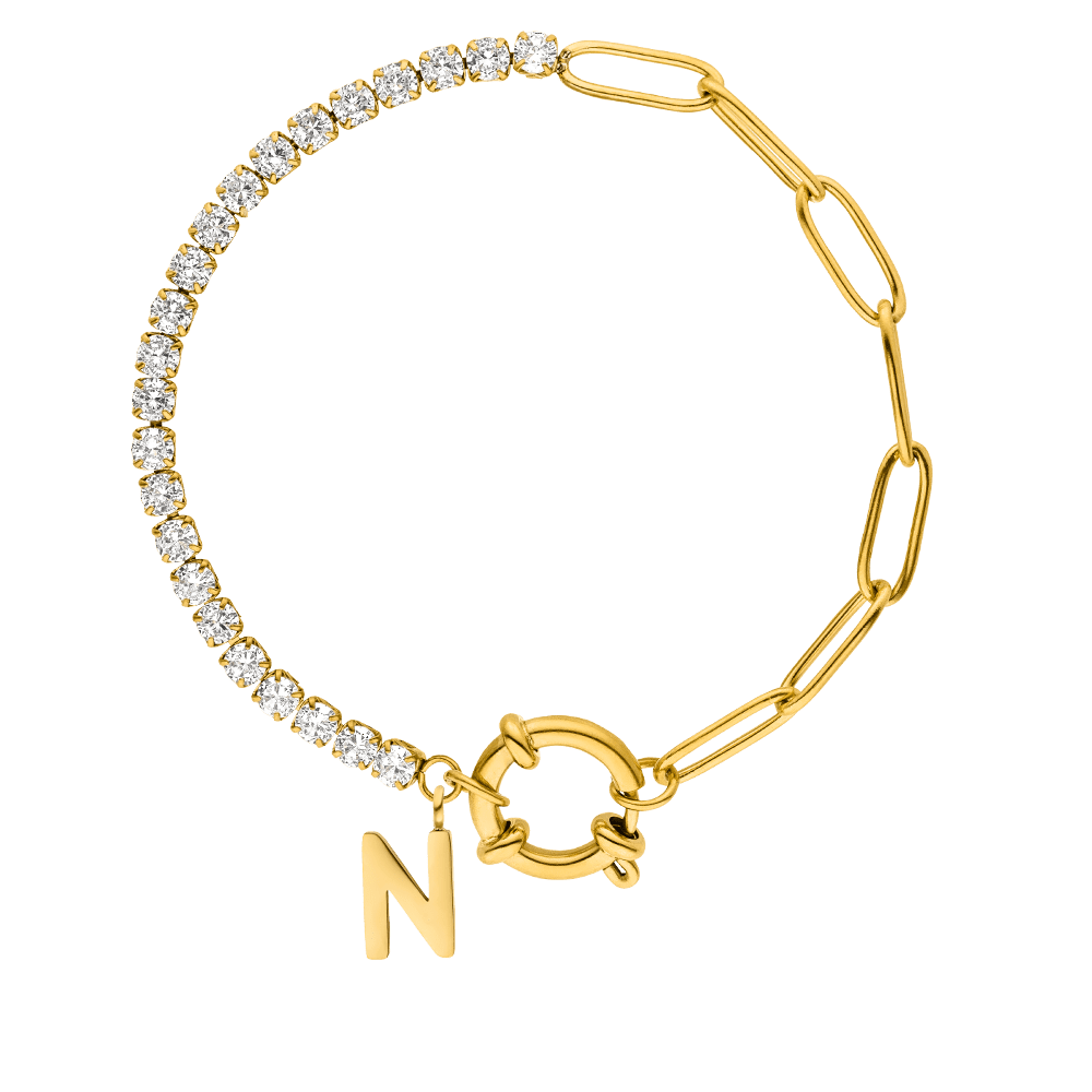 Wasserfestes Tennisarmband  gold personalisiert Buchstaben Anhänger