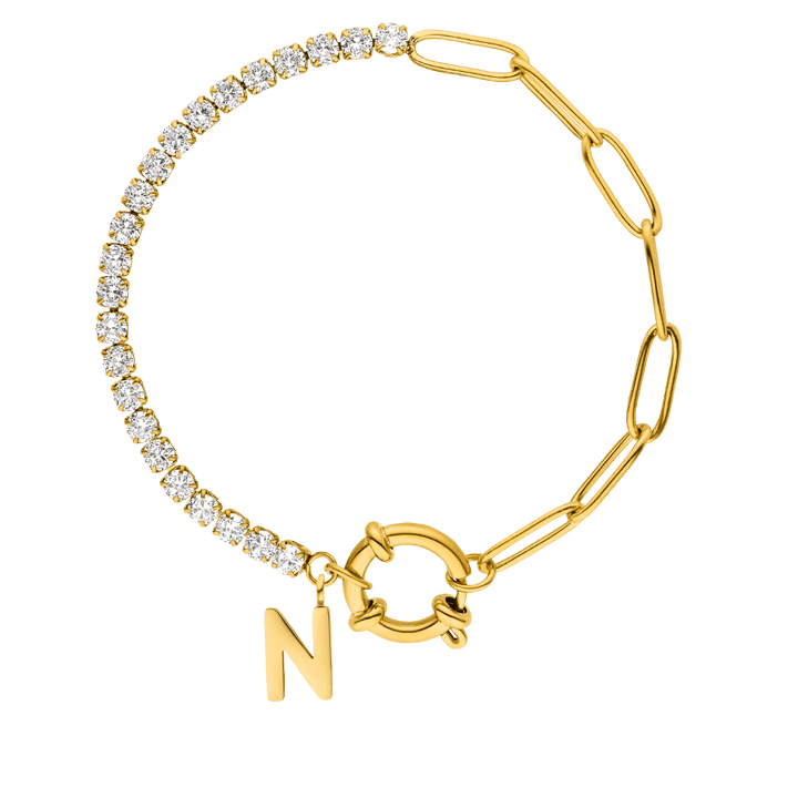 Wasserfestes Tennisarmband  gold personalisiert Buchstaben Anhänger