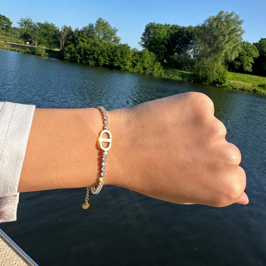 Tennis Armband Damen wasserfest 18K vergoldet Pave
