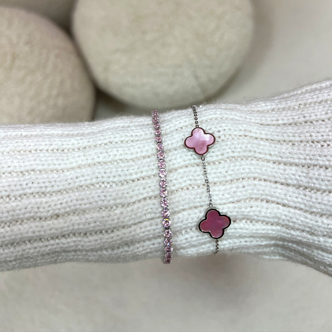 Rosa Armbänder Tennis wasserfest Steinchen Pink