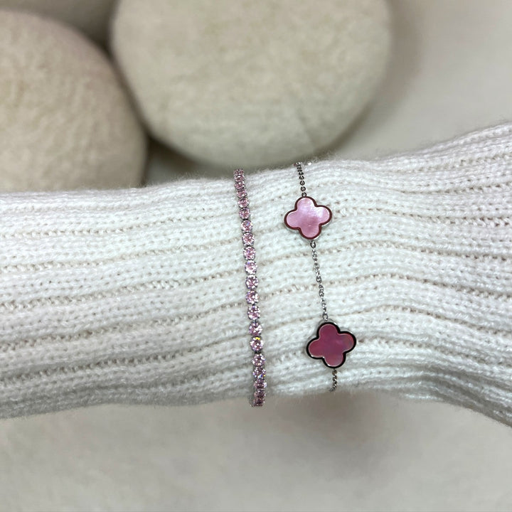 Rosa Armbänder Tennis wasserfest Steinchen Pink