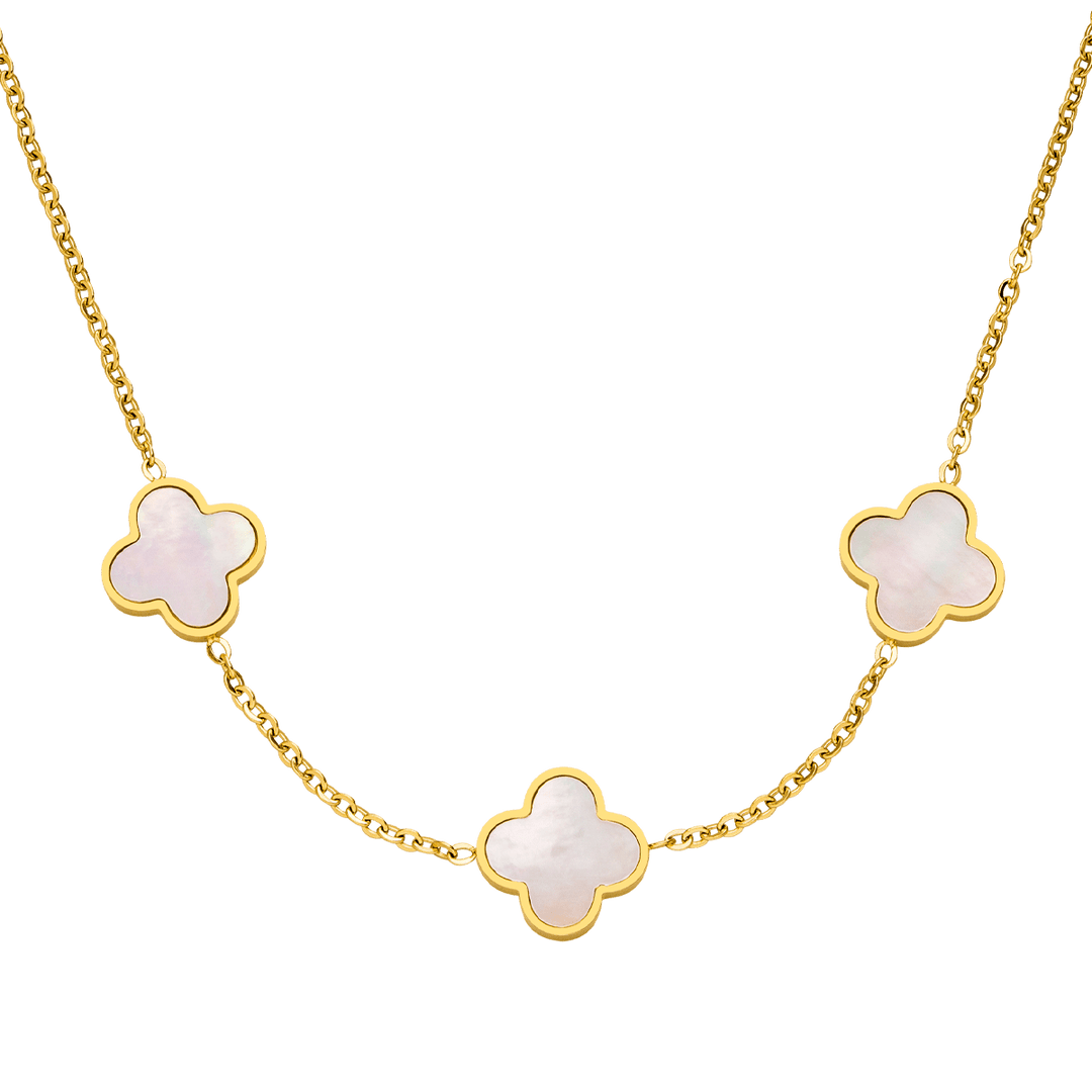 Clover Kette mit Perlmutt 18K vergoldet wasserfest