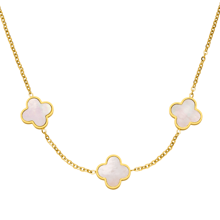 Clover Kette mit Perlmutt 18K vergoldet wasserfest