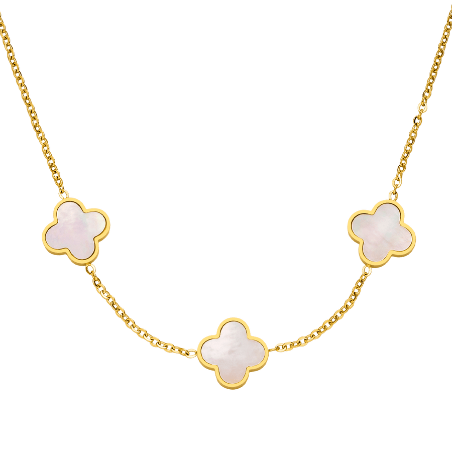 Clover Kette mit Perlmutt 18K vergoldet wasserfest