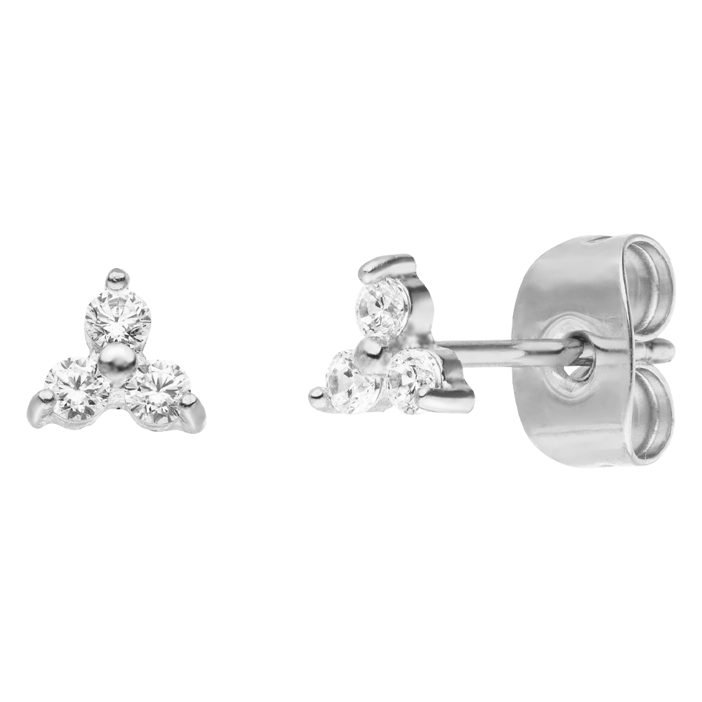 Titan Ohrstecker Silber mit drei Steinchen