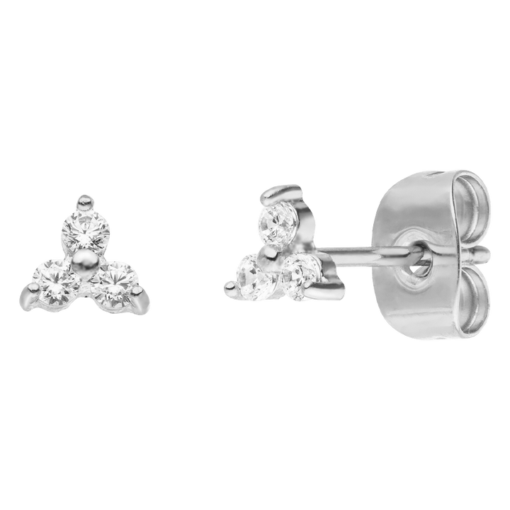 Titan Ohrstecker Silber mit drei Steinchen