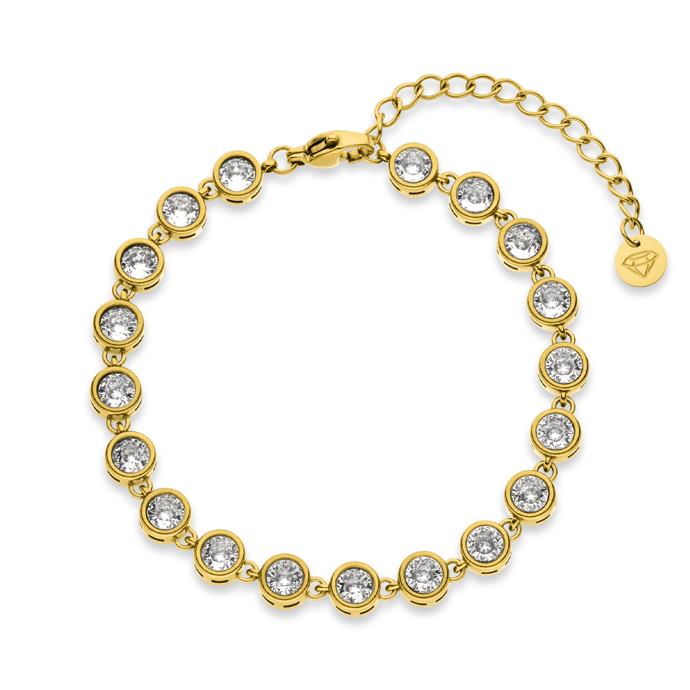 Glitzer Armband Zirkonia Edelstahl wasserfest 18K vergoldet Damen