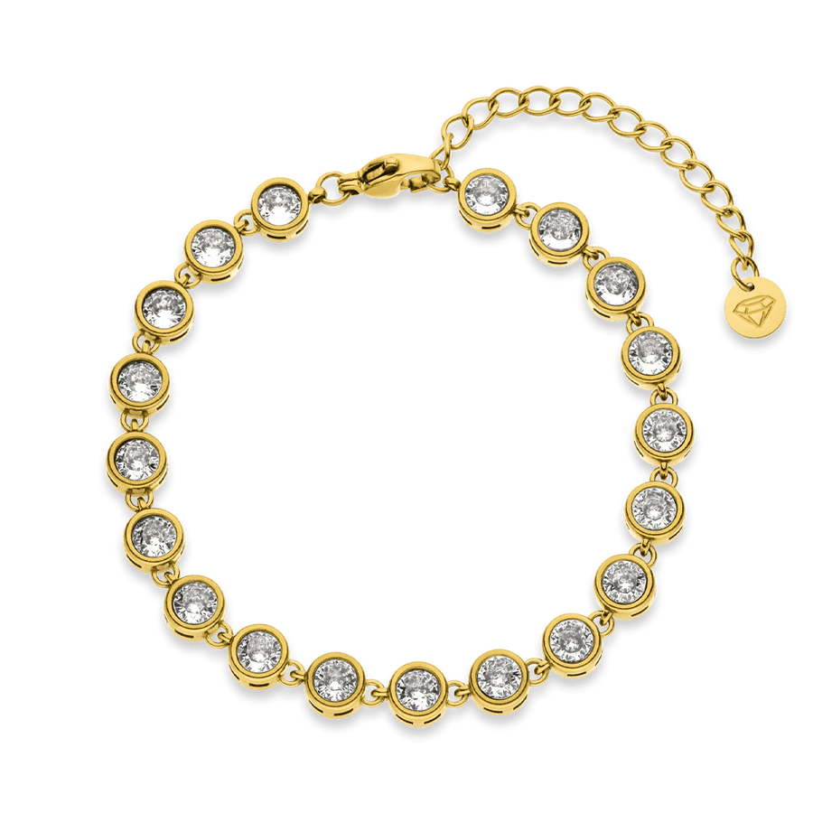 Glitzer Armband Zirkonia Edelstahl wasserfest 18K vergoldet Damen