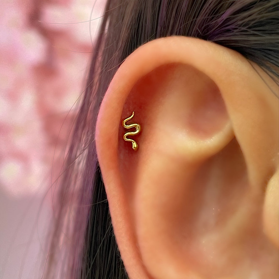 Helix Piercing Schlange wasserfest Titan 18K vergoldet