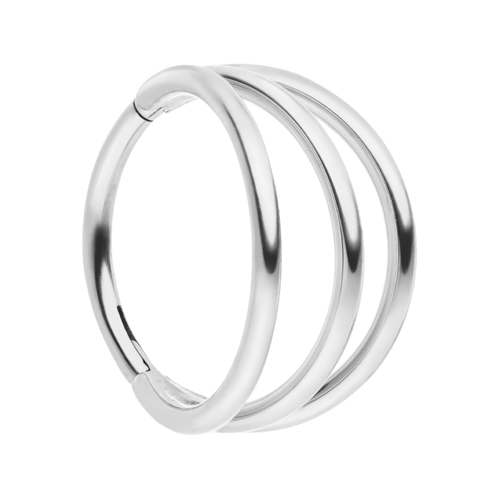 Dezentes Clicker Dreifach Piercing Titan Silber Segmentring
