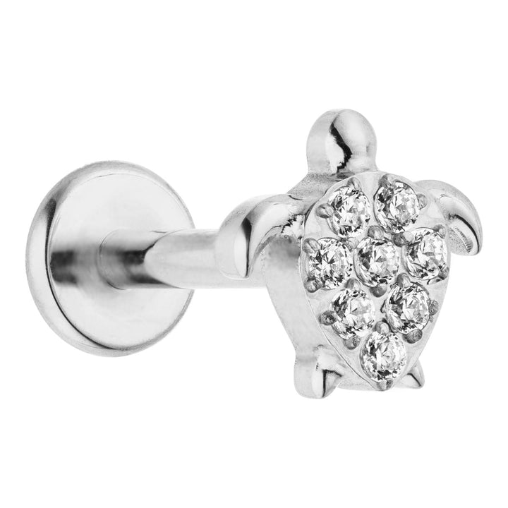 Schildkröten Piercing Labret Titan Silber wasserfest Glitzer