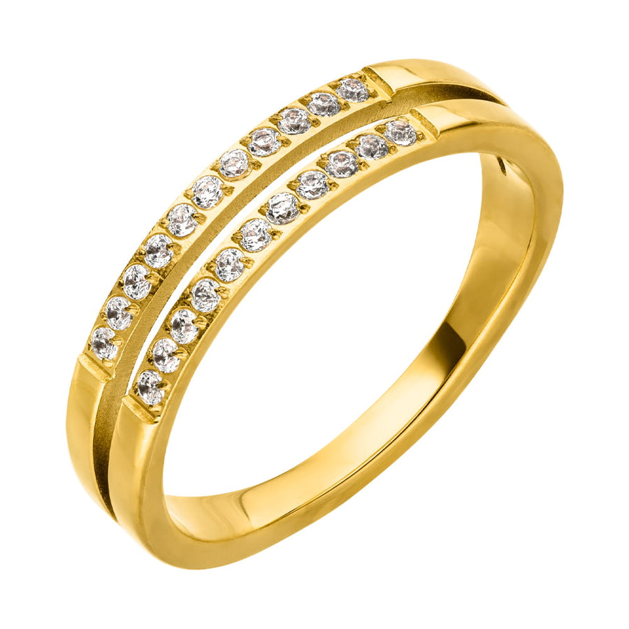 Doppelter Ring wasserfest Damen Glitzer Steine